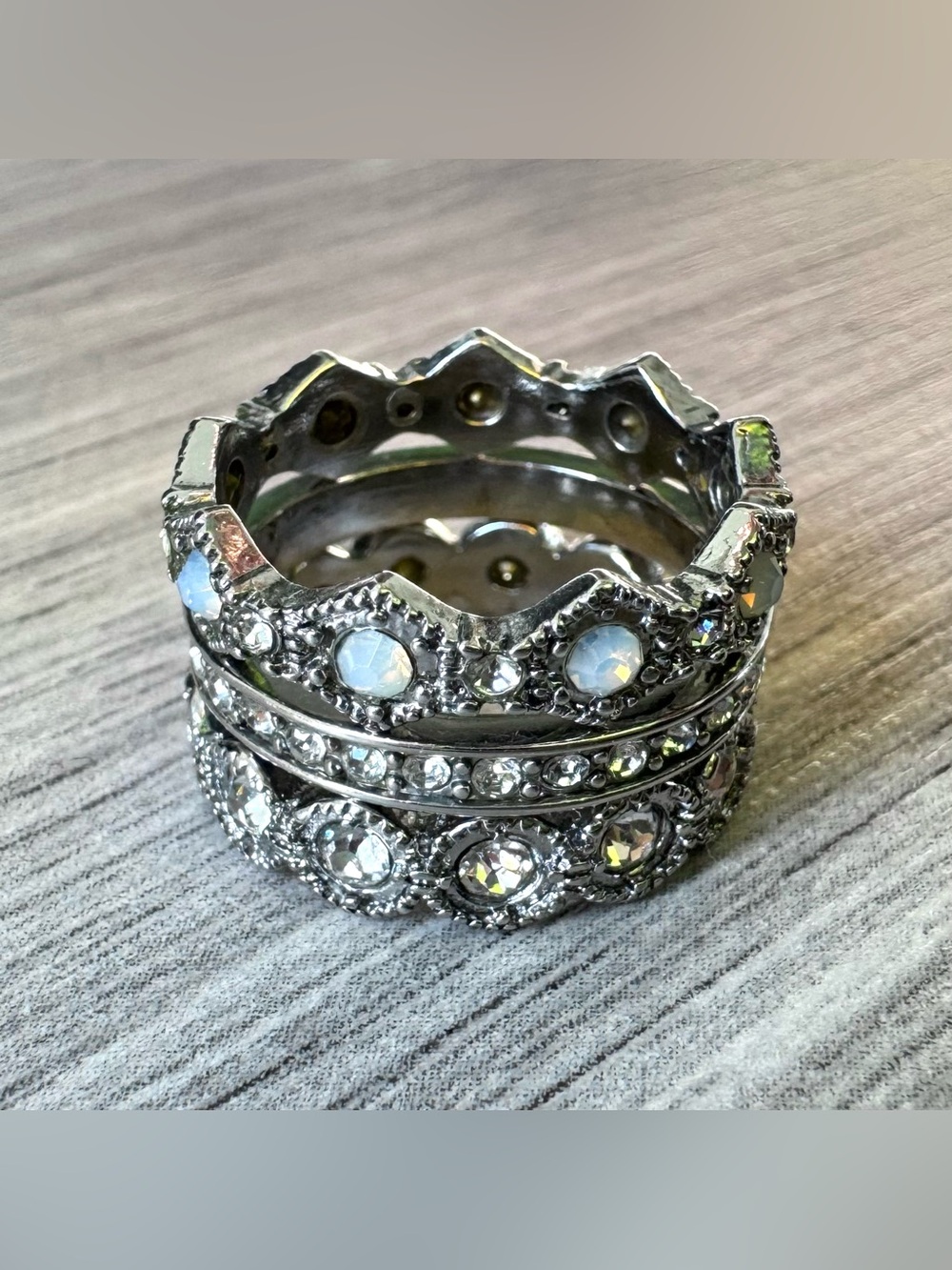 Chloe + Isabel Heirloom Crystal Stackable Ring Set - Picture 2 of 3
